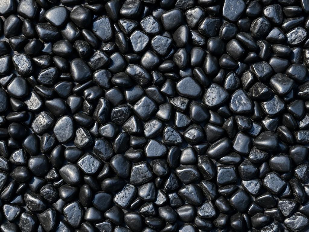 Natural black pebbles graded for landscaping and water feature export