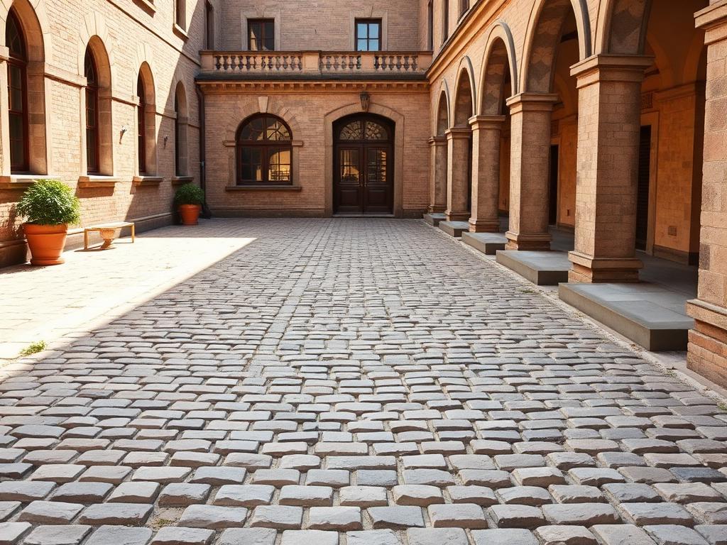 Natural stone cobblestone pavers and setts stacked for supply