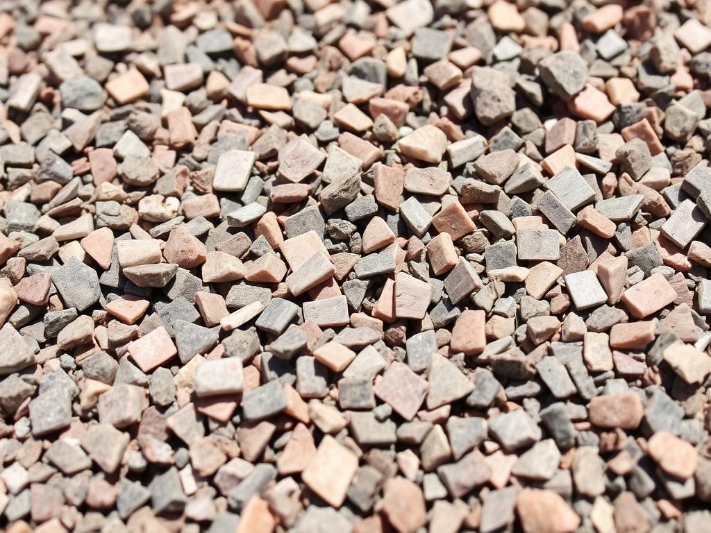 Angular crushed granite chippings in grey and pink tones