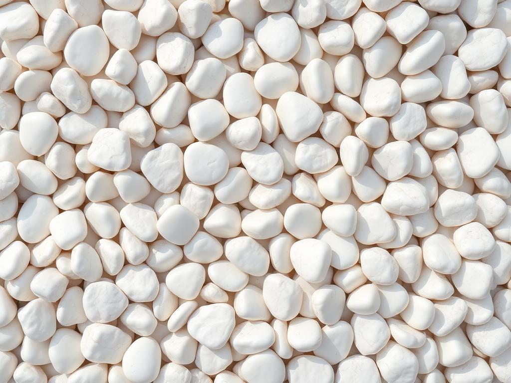 Washed white decorative pebbles graded and sorted for export